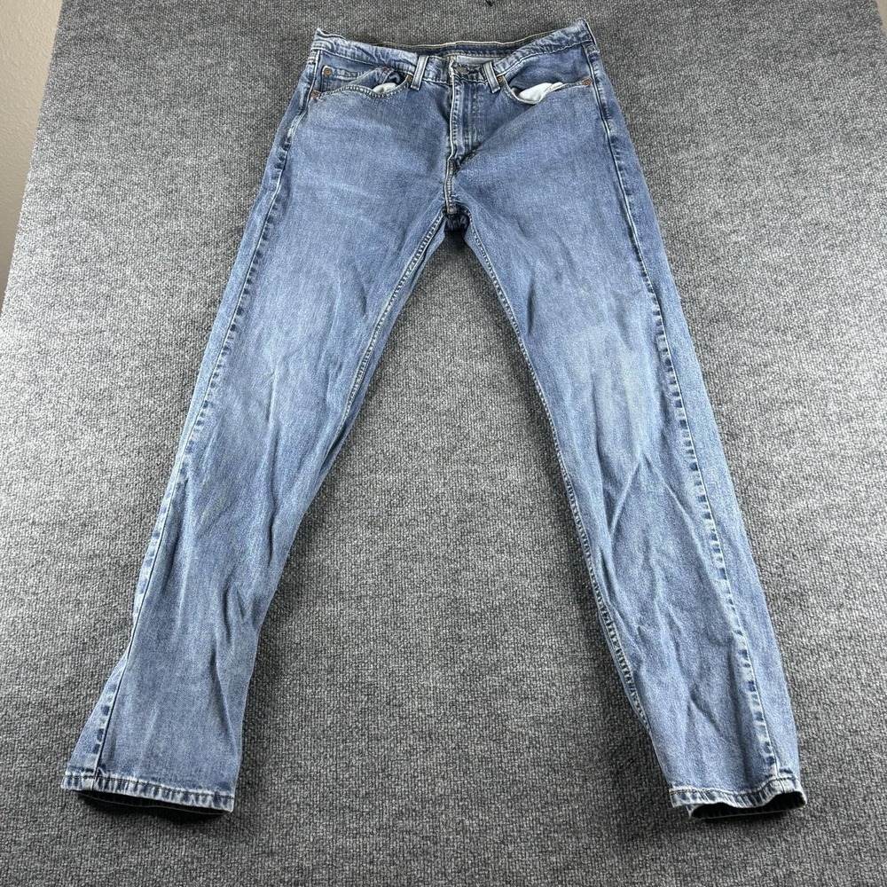 Levis 505 Jeans Mens 34x34 Blue Regular Straight Light Wash Stretch Denim Pants